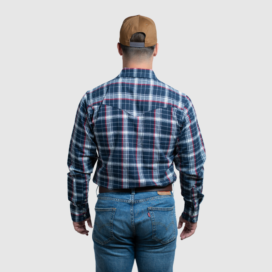 Men's Flannel Snap Shirt - I36V00-41 (Blue)