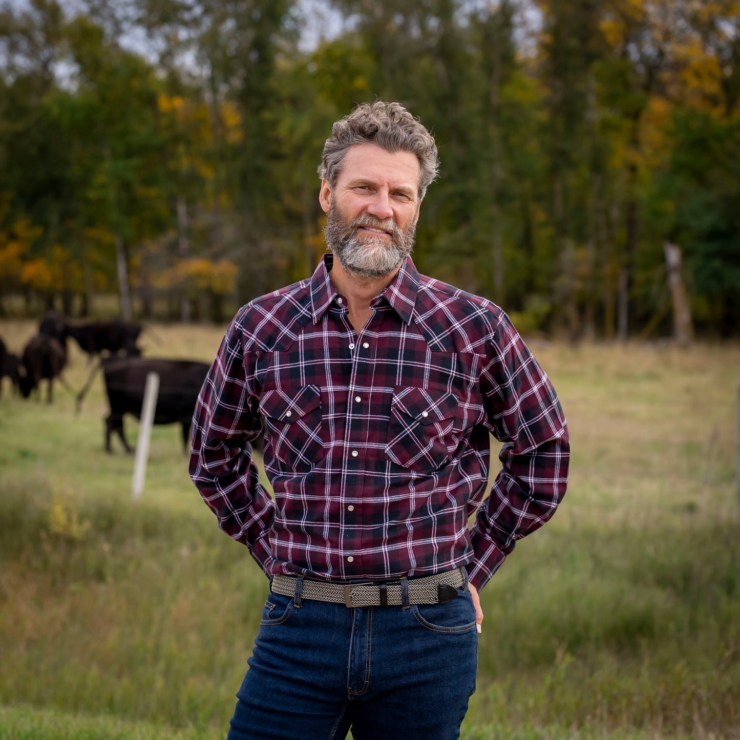 Men's Flannel Western Shirt - I36V00-06 (Wine)