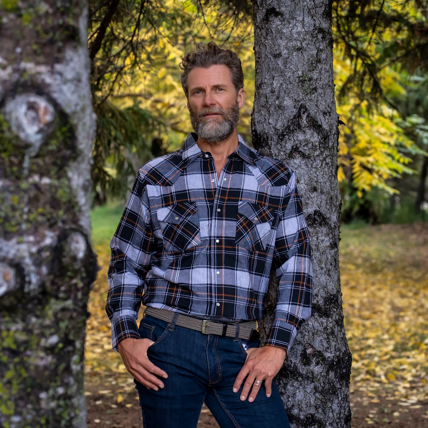 Men's Flannel Western Shirt - I36V00-01 (Black)