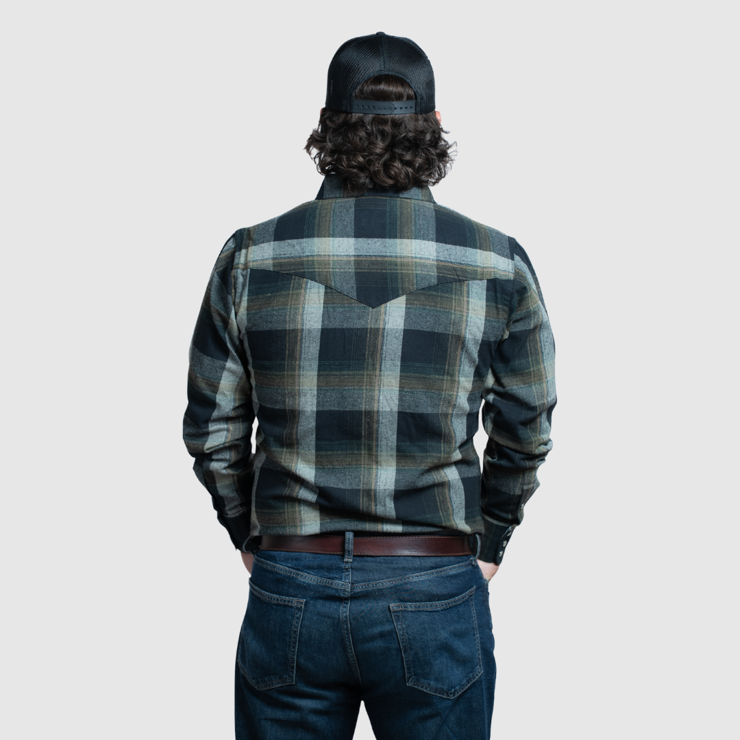 Men's Flannel Snap Shirt - I36V00-28 (Olive)