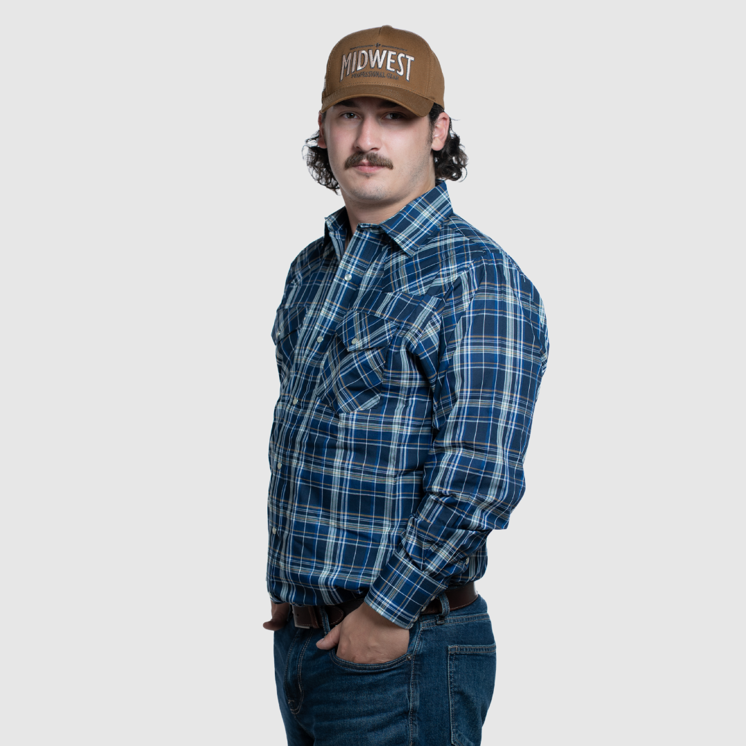 Men's Flannel Snap Shirt - I36V00-40 (Navy)