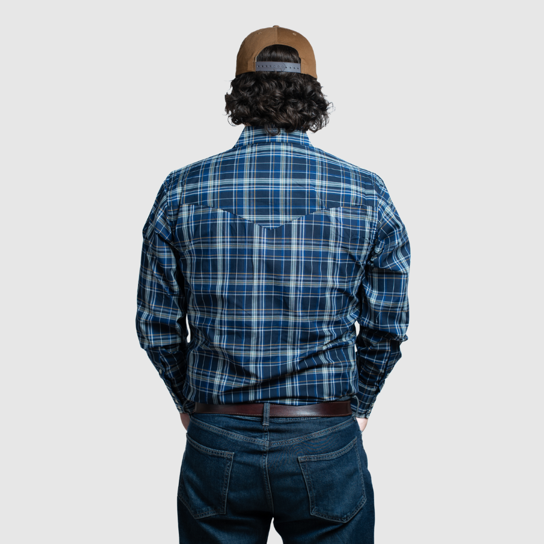 Men's Flannel Snap Shirt - I36V00-40 (Navy)