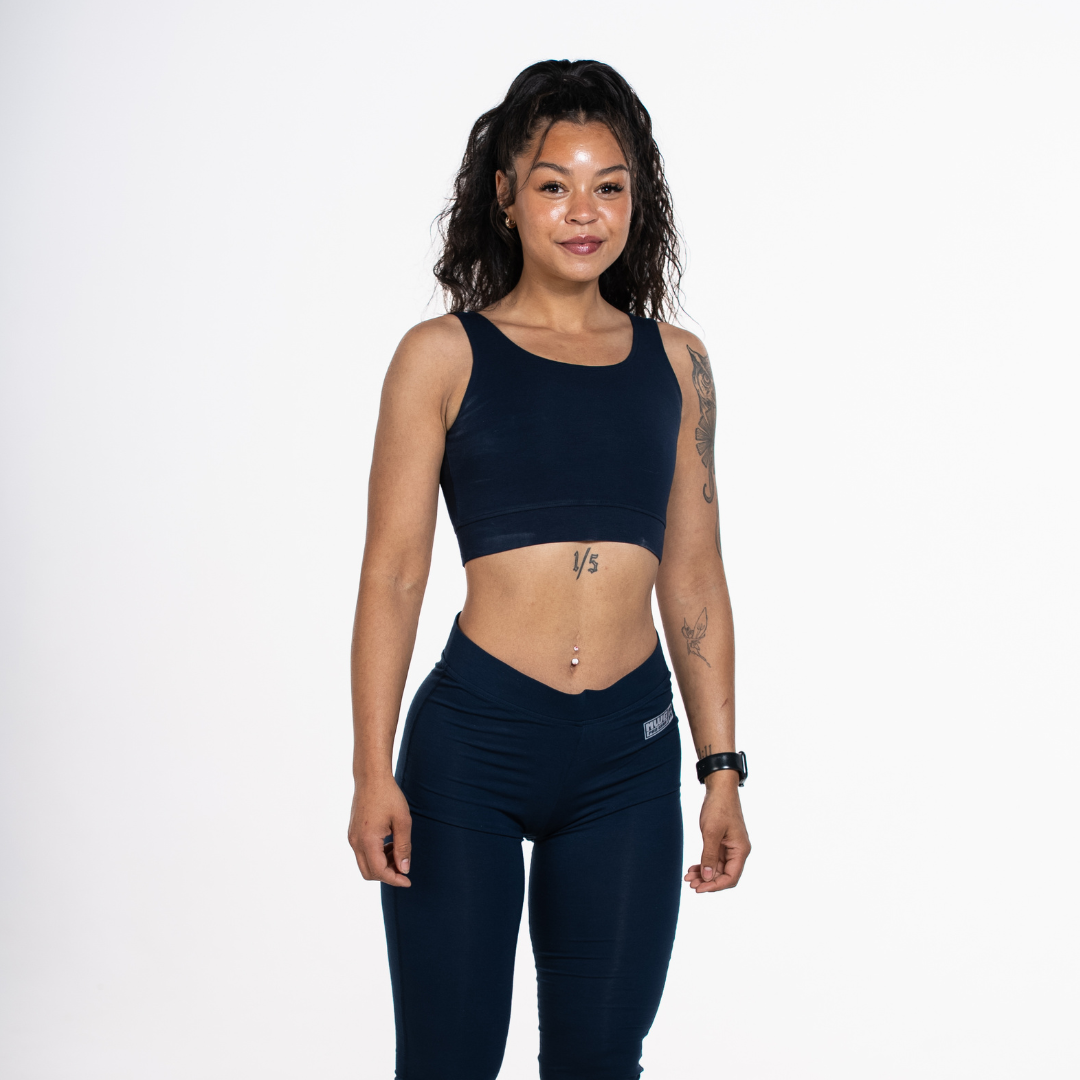 Women's FR Sports Bra. Inherently FR Fabric. Navy in colour. CAT 1 FR. 4.3 ATPV.