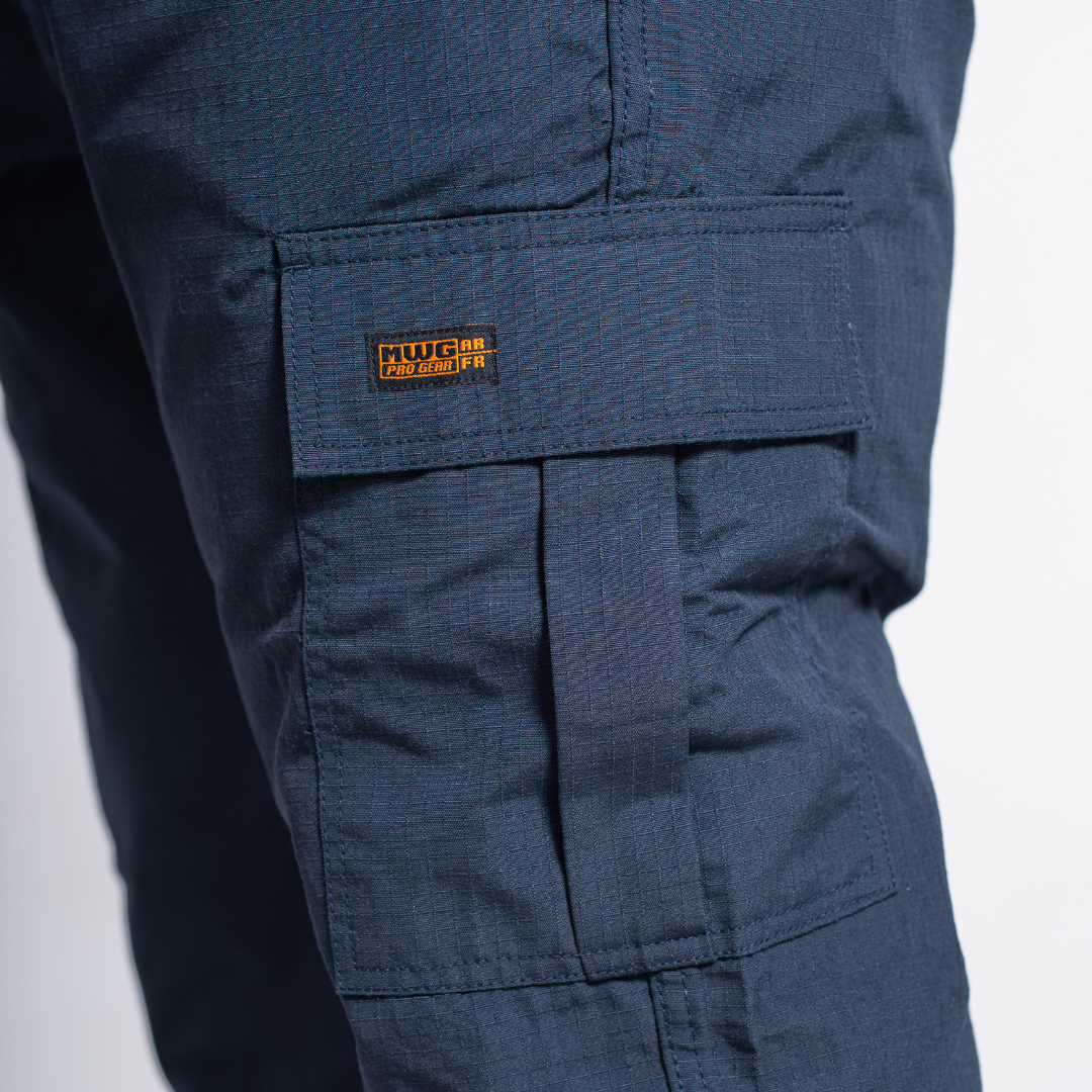 MWG RIPGUARD Men's FR Utility Pant. Men's FR Pants are navy with silver reflective. Men's FR Pants are CAT 2 FR.