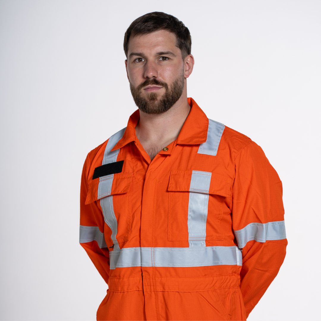 MWG RIPGUARD Men's FR Coverall. FR Coverall is Class 3 Hi-Vis and CAT 2 FR.