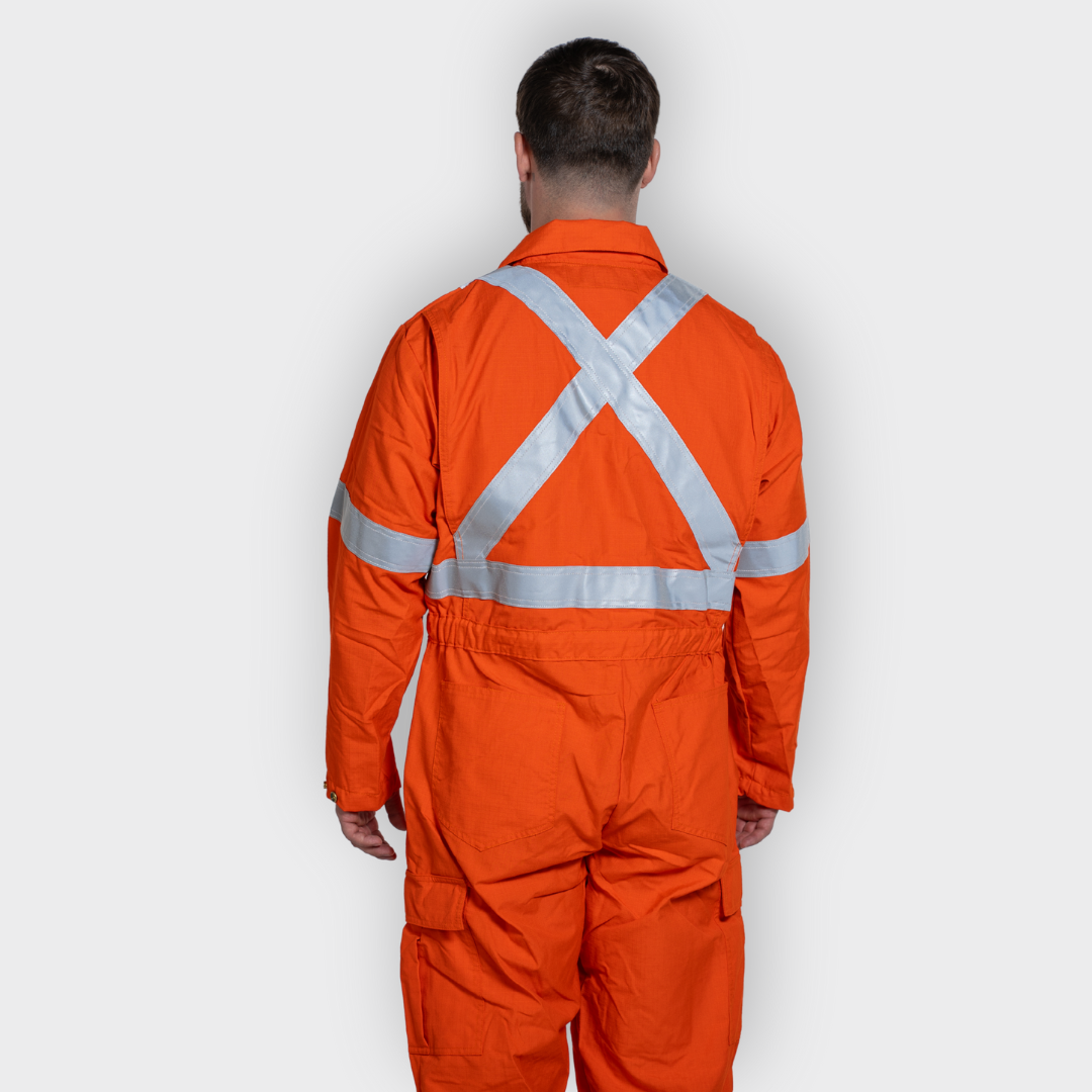 MWG RIPGUARD Men's FR Coverall. FR Coverall is Class 3 Hi-Vis and CAT 2 FR.