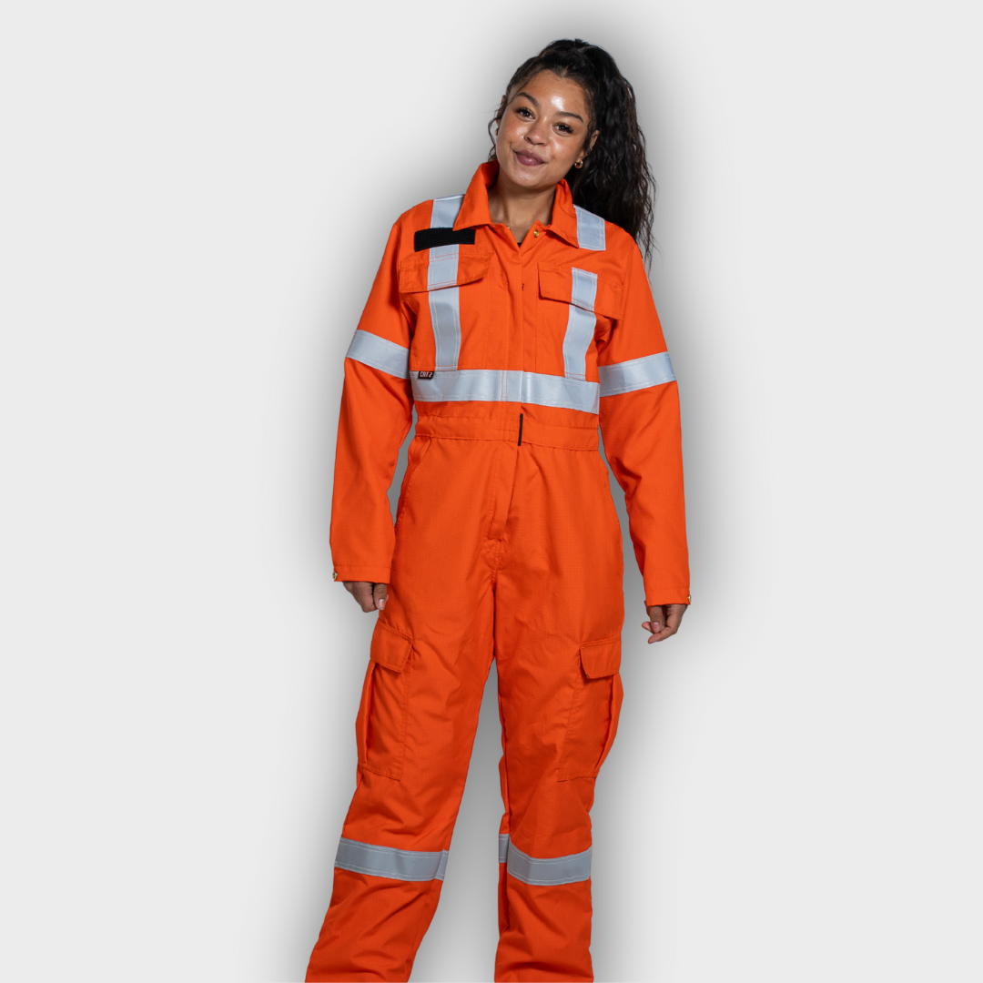 MWG RIPGUARD Women's FR Coverall. Women's FR Coverall is Class 3 hi-vis and CAT 2 FR.