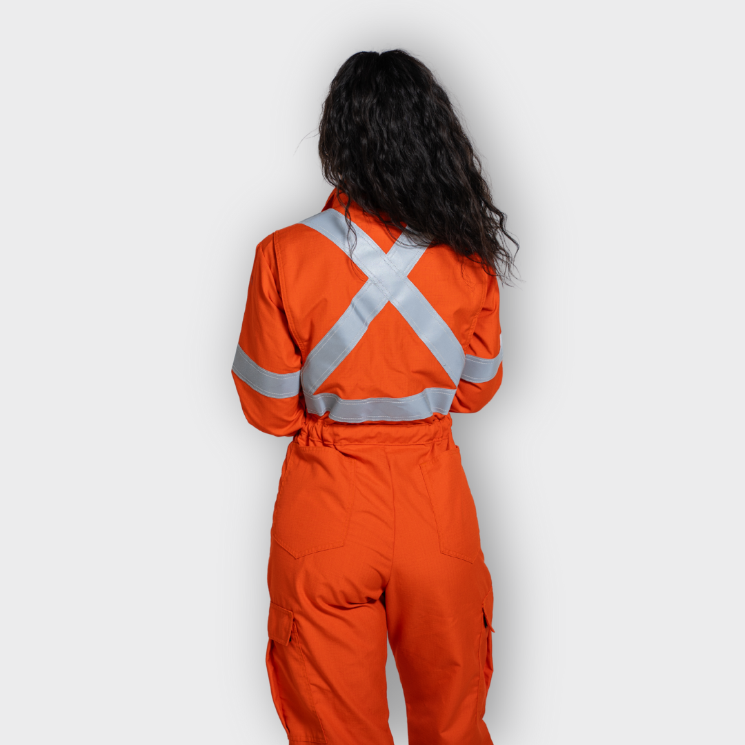 MWG RIPGUARD Women's FR Coverall. Women's FR Coverall is Class 3 hi-vis and CAT 2 FR.