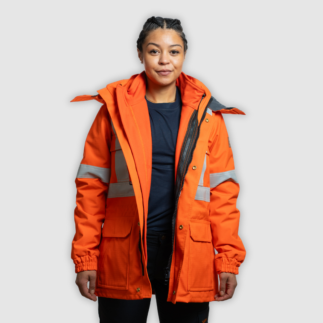 all weather gear jacket MWG STORMSHIELD Women's FR Parka Shell | FR Jackets
