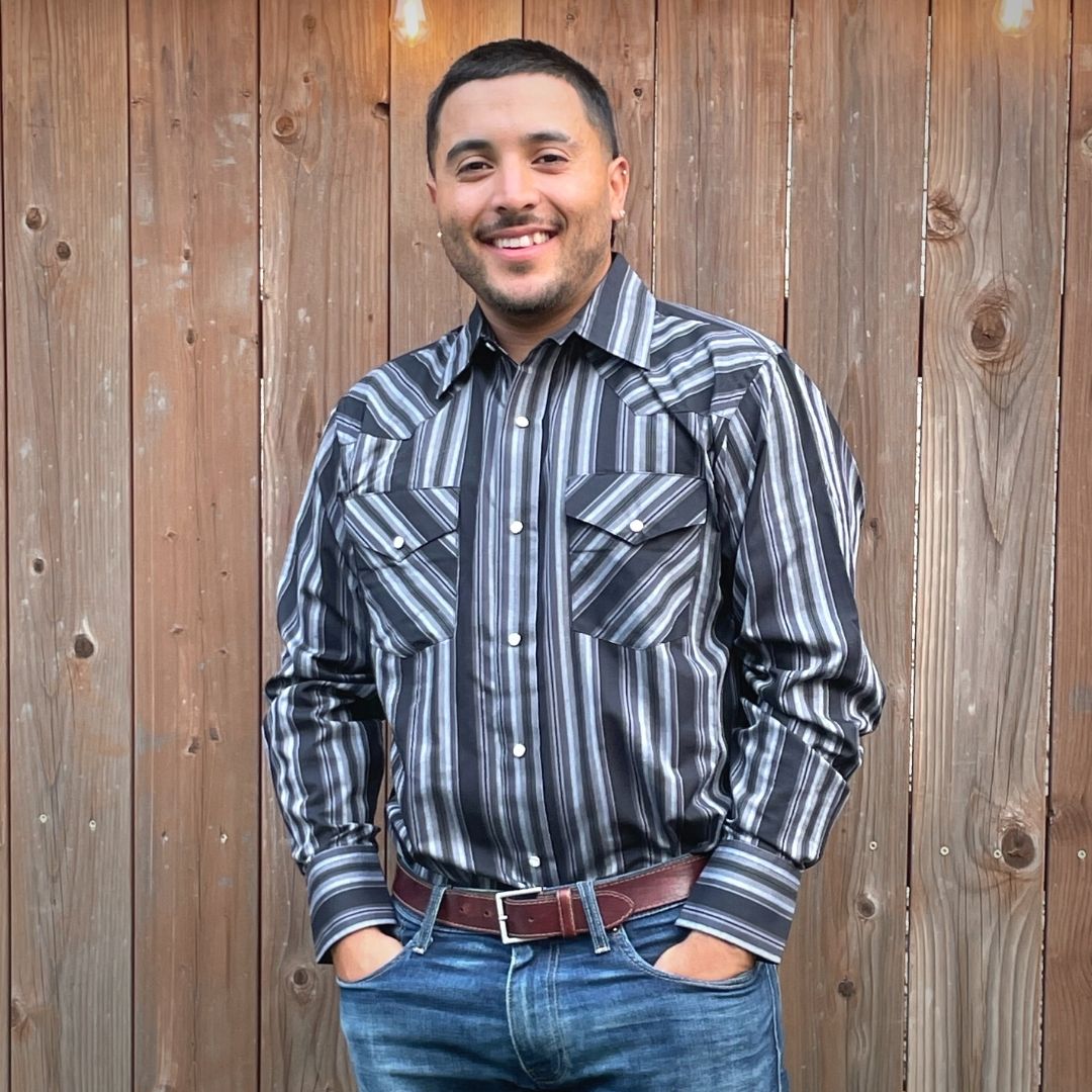 Men's Western Stripe Shirt (Black & Grey) - I30D01-62