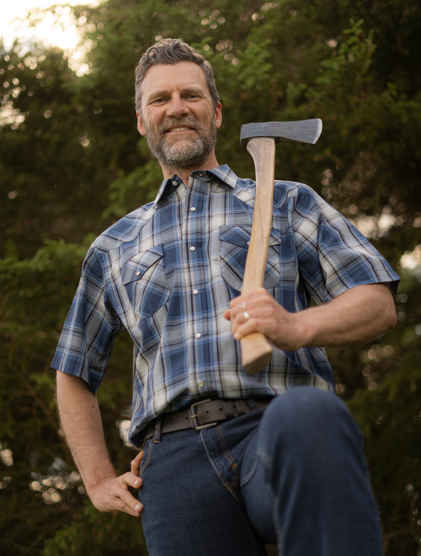 Men's Snap Plaid Shirt (Dark Royal) - I30E00-51 - MWG Apparel