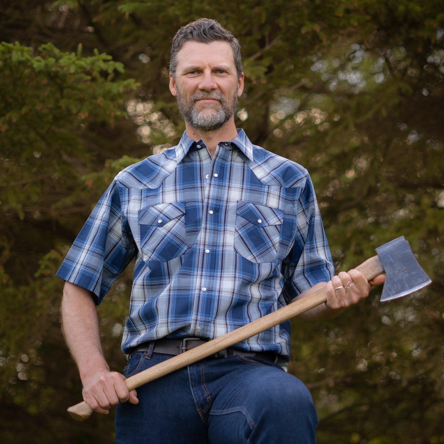 Men's Snap Plaid Shirt (Dark Royal) - I30E00-51 - MWG Apparel