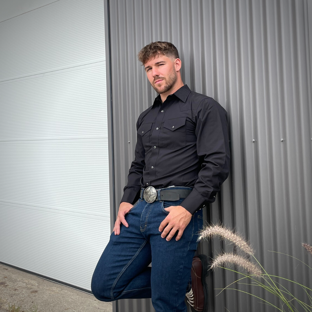 Men's Snap Shirt (Black) - I31C05-01 - MWG Apparel