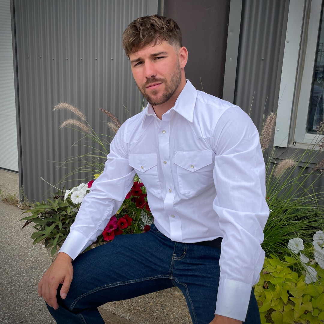 Men's Snap Shirt (White) - I31C05-02 - MWG Apparel