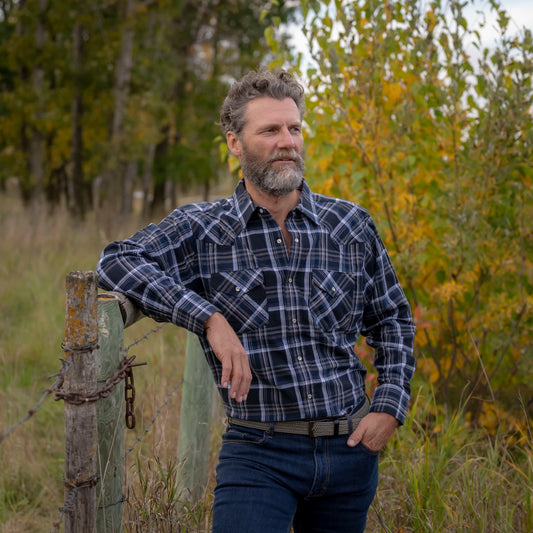 Men's Flannel Western Shirt - I36V00-72 (Slate)