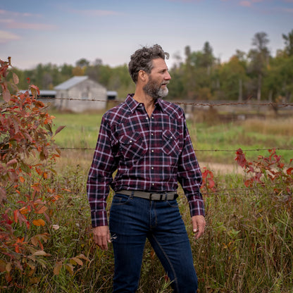 Men's Flannel Western Shirt - I36V00-06 (Wine)