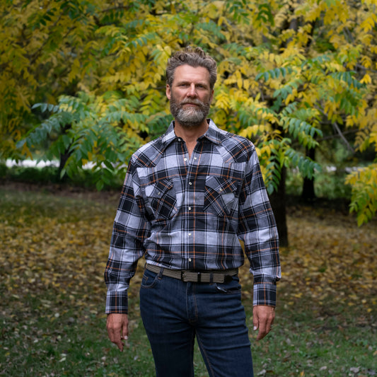 Men's Flannel Western Shirt - I36V00-01 (Black)