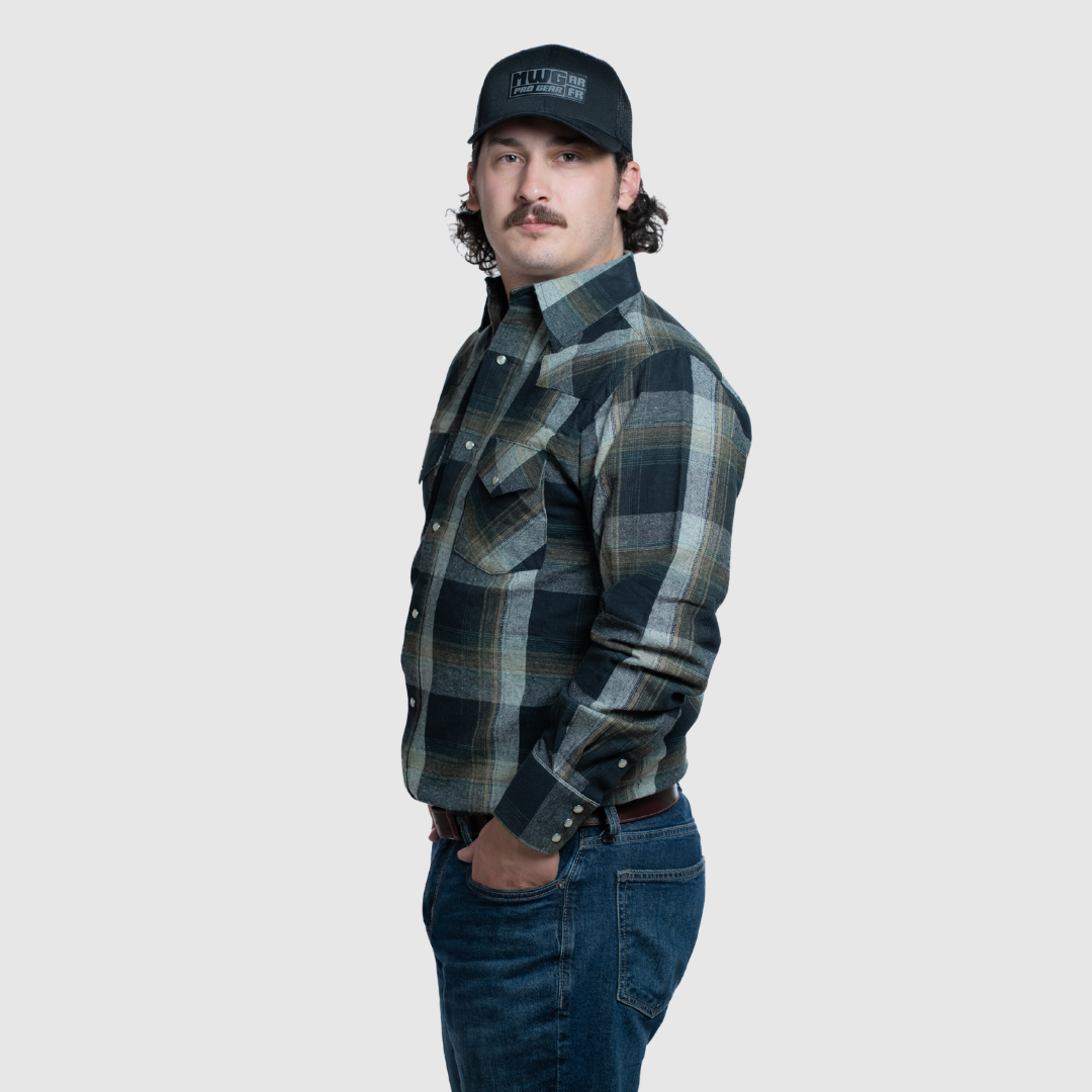 Men's Flannel Snap Shirt - I36V00-28 (Olive)