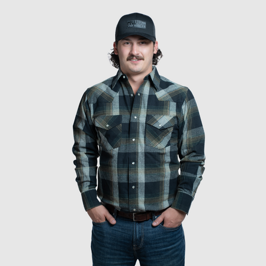 Men's Flannel Snap Shirt - I36V00-28 (Olive)