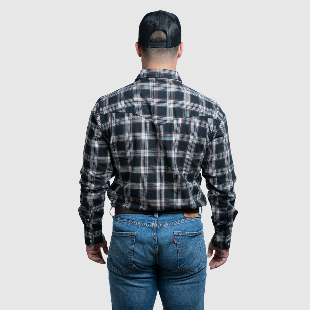 Men's Flannel Snap Shirt - I36V00-36 (Stone)