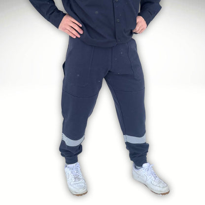 MWG PROFLEX Men's FR Jogger. Men's FR Joggers are navy blue with silver reflective. Men's FR Pants have a CAT 3 FR Rating.