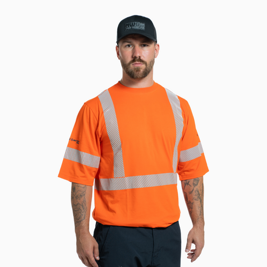 Men's hi-vis t-shirt. Lightweight and breathable. Natural fibre blend.