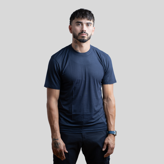 MWG FLEXSAFE Men's FR Base Layer T-Shirt. Men's FR T-Shirt is navy. FR T-Shirt is CAT 1 FR.