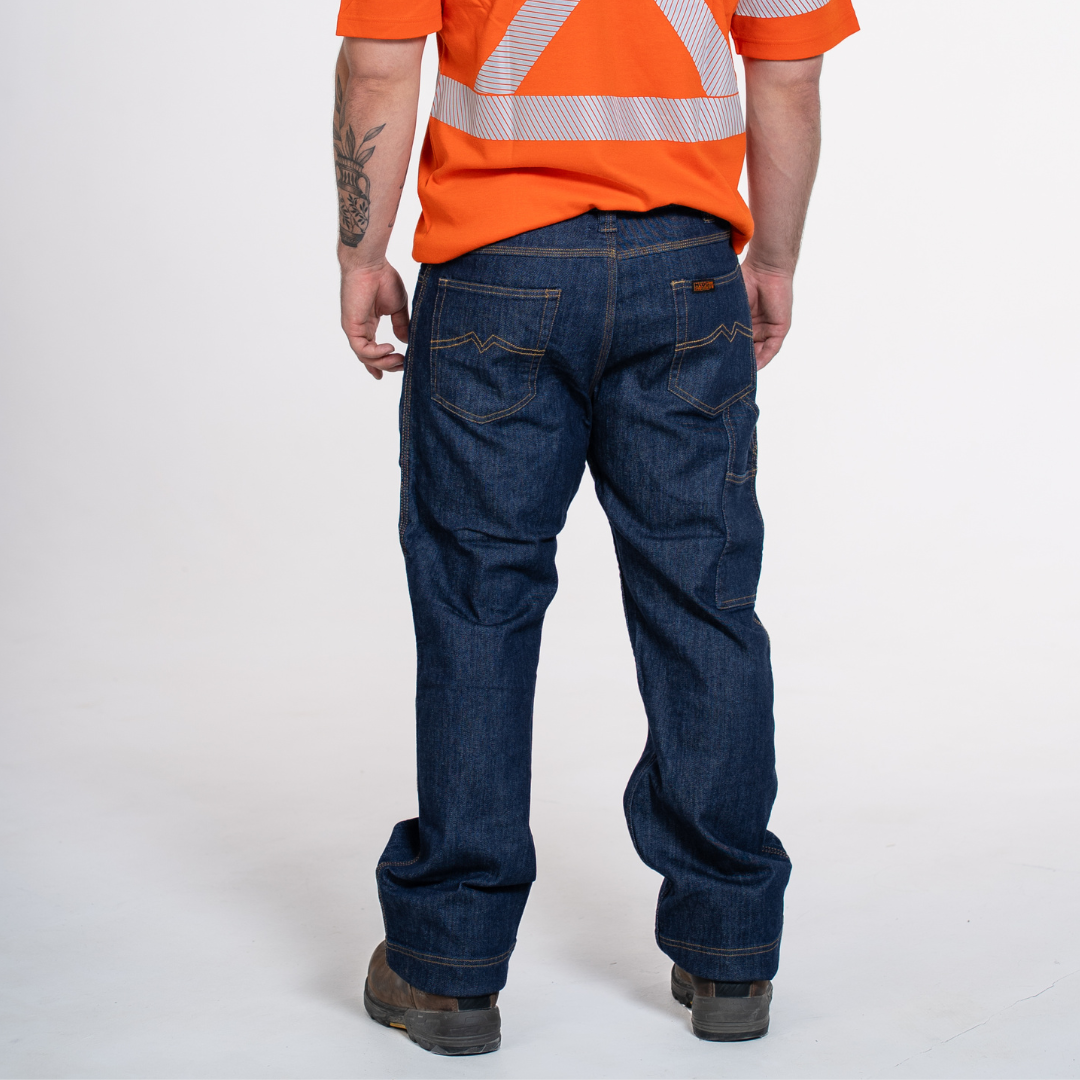 Men's FR Jean. Men's FR Jeans are navy denim and are CAT 2 FR.