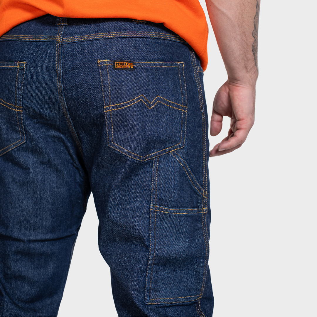 Men's FR Jean. Men's FR Jeans are navy denim and are CAT 2 FR.