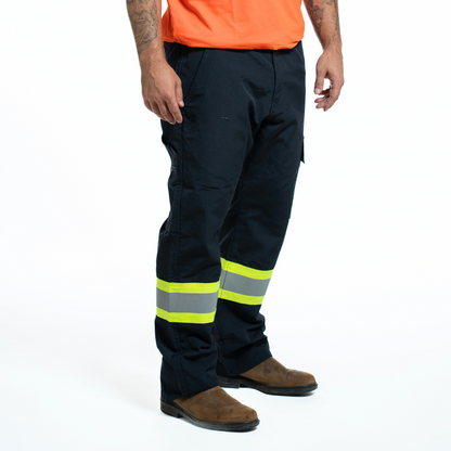 MWG RIPGUARD Men's FR Pant. FR Pant is navy with reflective on leg