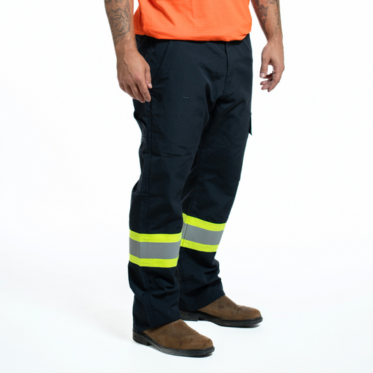 MWG RIPGUARD Men's FR Pant. FR Pant is navy with reflective on leg