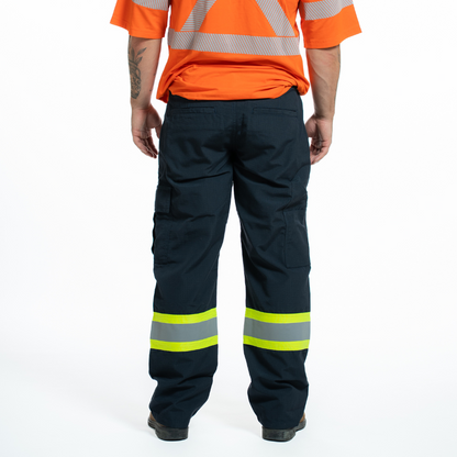 MWG RIPGUARD Men's FR Pant. FR Pant is navy with reflective on leg