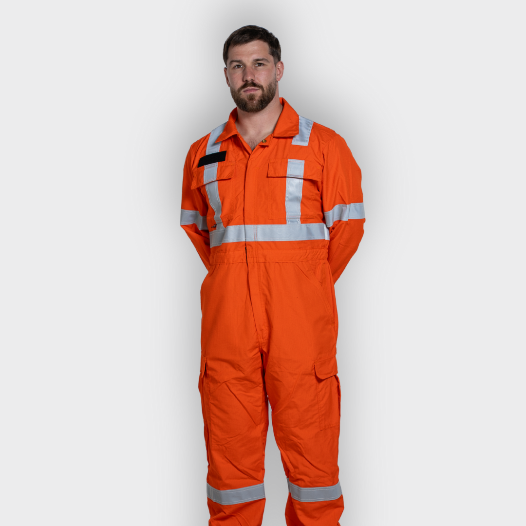 MWG RIPGUARD Men's FR Coverall. FR Coverall is Class 3 Hi-Vis and CAT 2 FR.