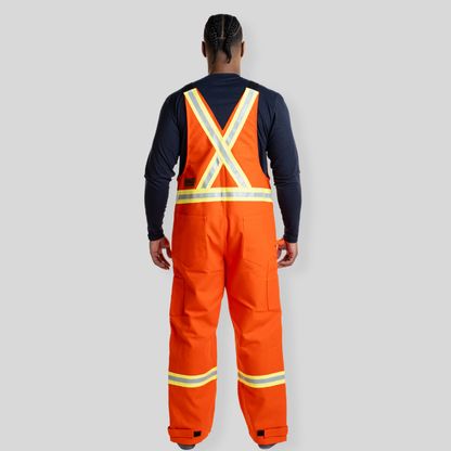 Man wearing orange FR Overalls. FR Overalls made for Welding. Heavyweight FR Canvas.