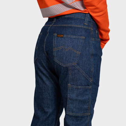Women's FR Jeans. Women's FR Jeans are navy. Women's FR Jeans are CAT 2 FR.