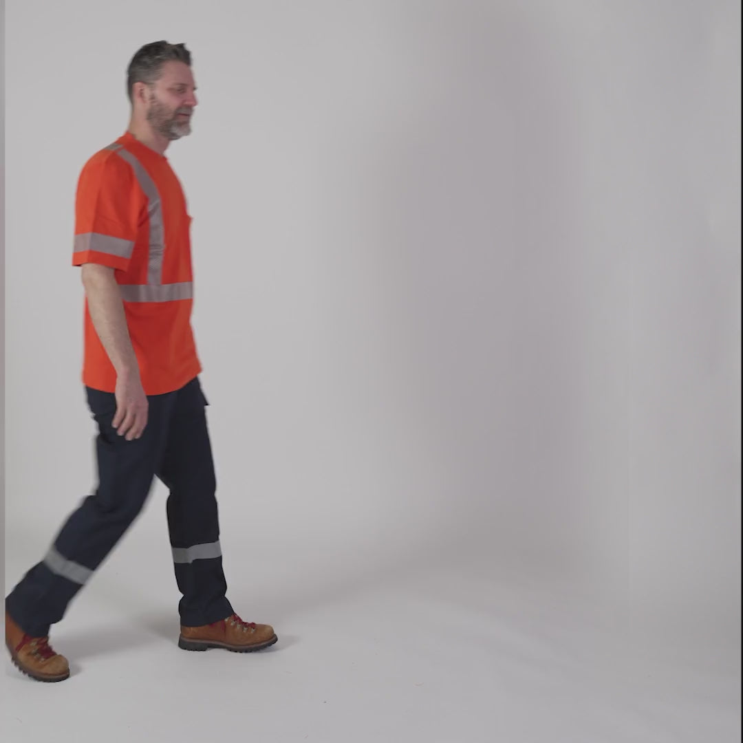 MWG COMFORT WEAVE Men's FR Utility Pant. Men's FR Pant is navy with silver reflective. FR Pant is CAT 2 FR.