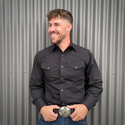 Men's Snap Shirt (Black) - I31C05-01 - MWG Apparel