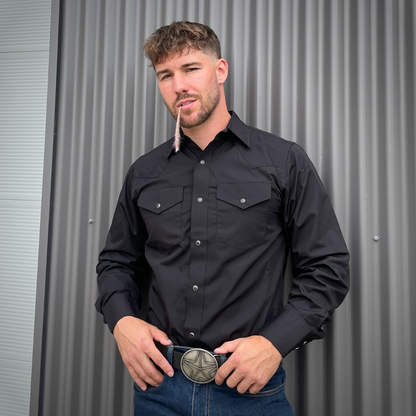 Men's Snap Shirt (Black) - I31C05-01 - MWG Apparel