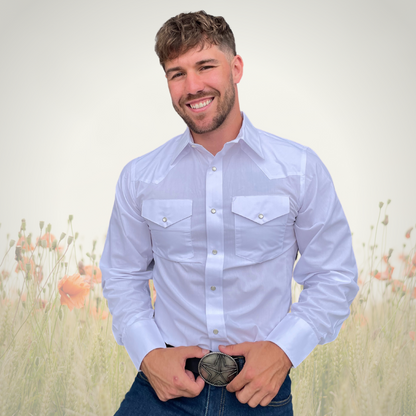 Men's Snap Shirt (White) - I31C05-02 - MWG Apparel