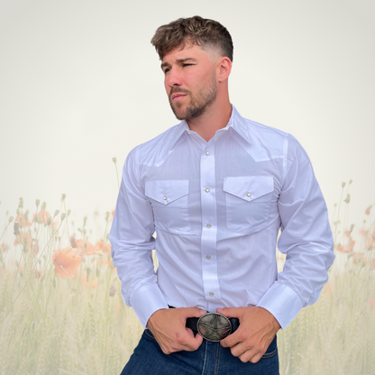Men's Snap Shirt (White) - I31C05-02 - MWG Apparel