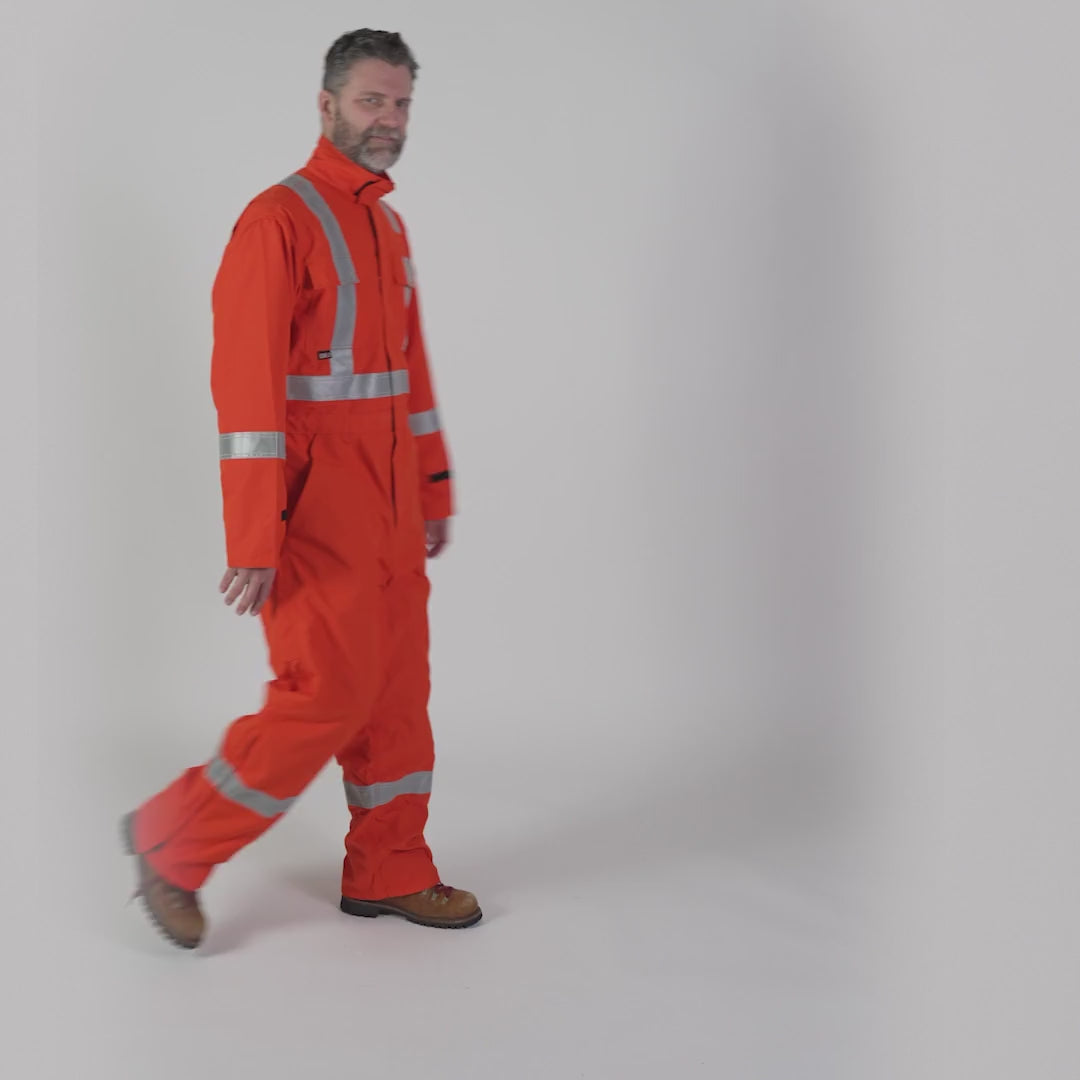 MWG RIPGUARD FR Coverall. FR Coverall is bright orange with silver reflective striping on torso, sleeves, and legs for high-visibility. FR Coveralls are lightweight and breathable. FR Coveralls are made with MWG RIPGUARD, an inherently flame-resistant ripstop fabric.
